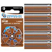 Premium Batteries Premium Plus Size 312 PR41 1.45V Zinc Air Hearing Aid Batteries (600 Pack)