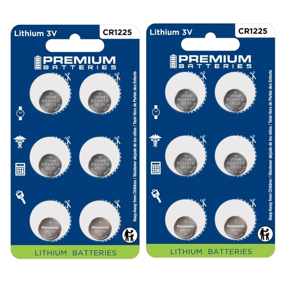 Premium Batteries Renata CR1225 3V Child Safe Lithium Coin Cell (12 Count)