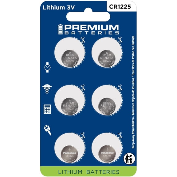 Premium Batteries Renata CR1225 3V Child Safe Lithium Coin Cell (6 Count)