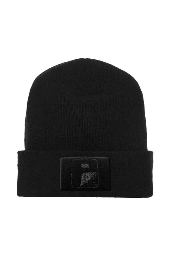 Tactical Beanie by Pull Patch – Authentic Flexfit Winter Hat with 2x3 Inch Hook & Loop Surface for Removable Morale Patches (Black)