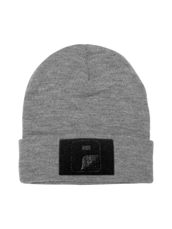 Tactical Beanie by Pull Patch – Authentic Flexfit Winter Hat with 2x3 Inch Hook & Loop Surface for Removable Morale Patches (Heather Grey)