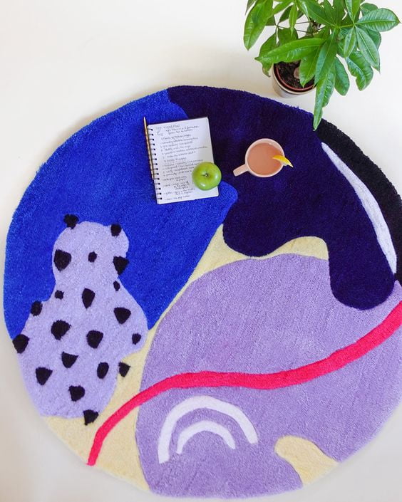 Premium & Beautiful Circular Tufted Rug with Unique Design made with ...