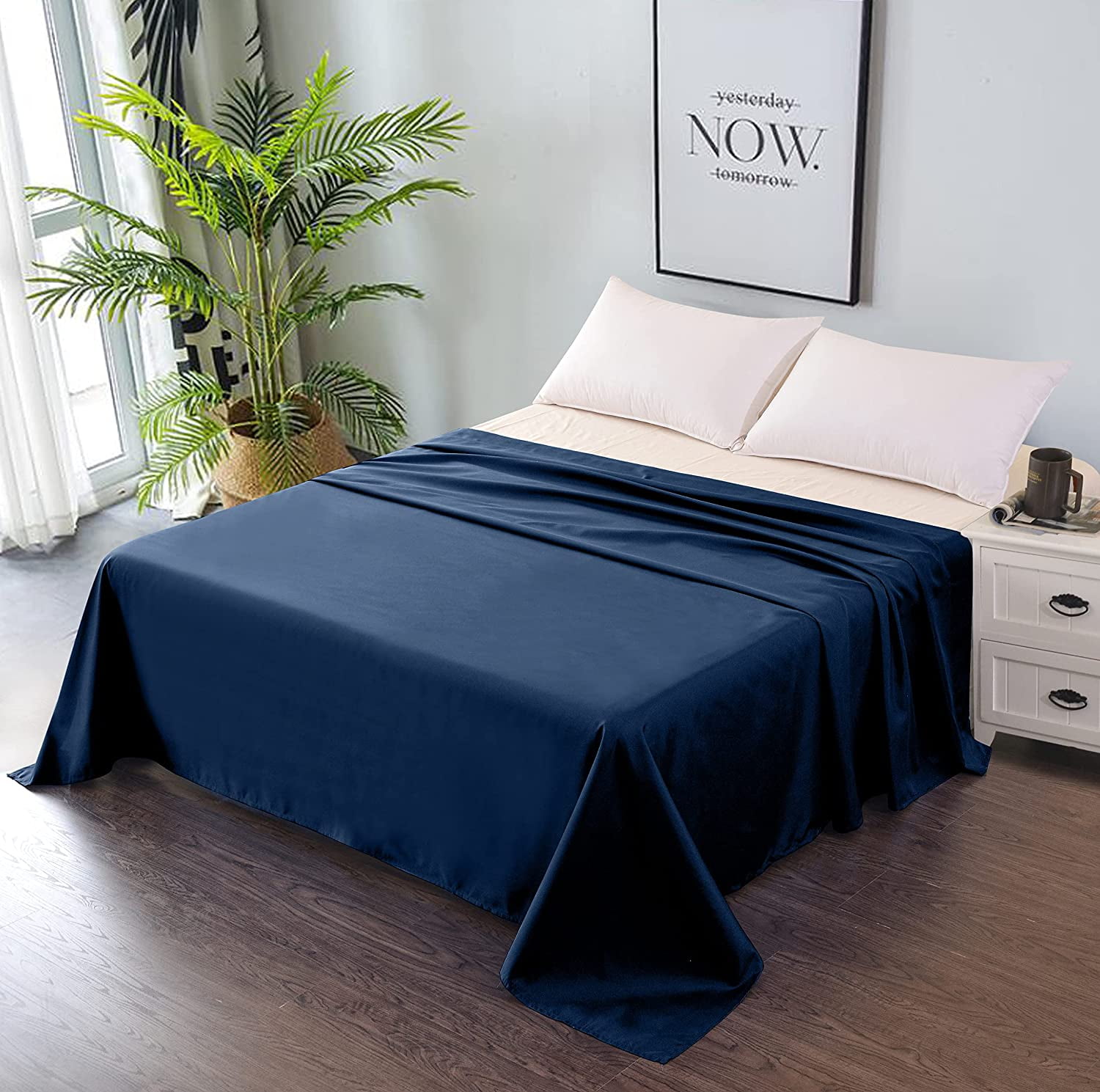 Premium Bed Flat Sheet Breathable and Soft Top Sheet Only Easy