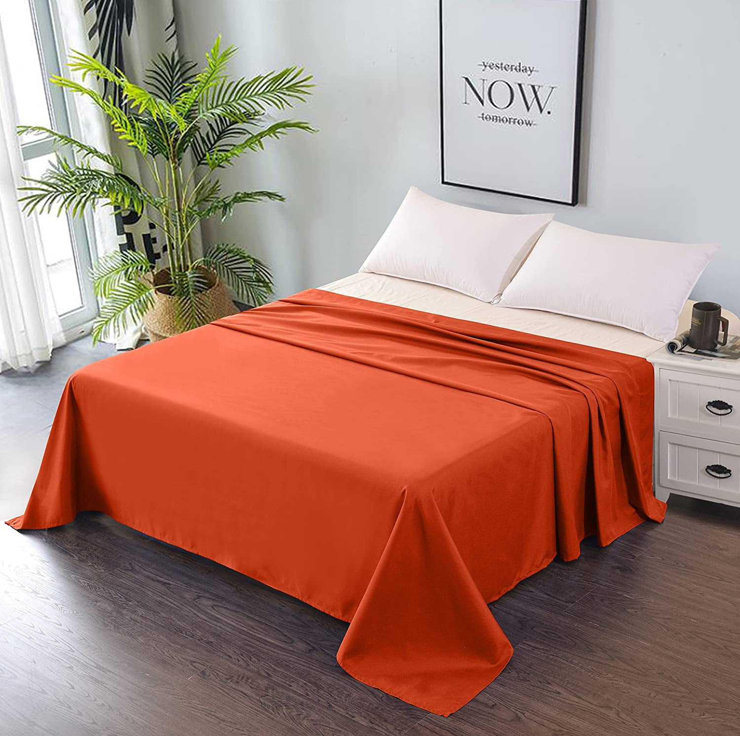 Premium Bed Flat Sheet Breathable and Soft Top Sheet Only Easy