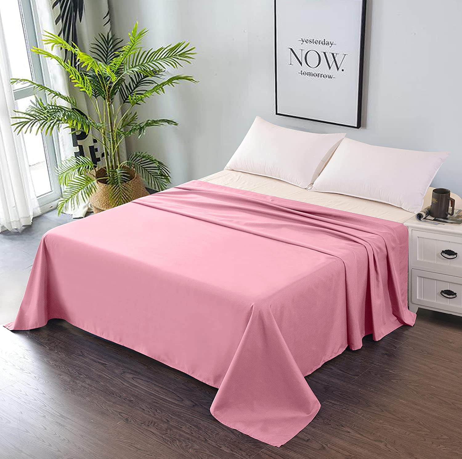Premium Bed Flat Sheet Breathable and Soft Top Sheet Only Easy Care & Easy Clean