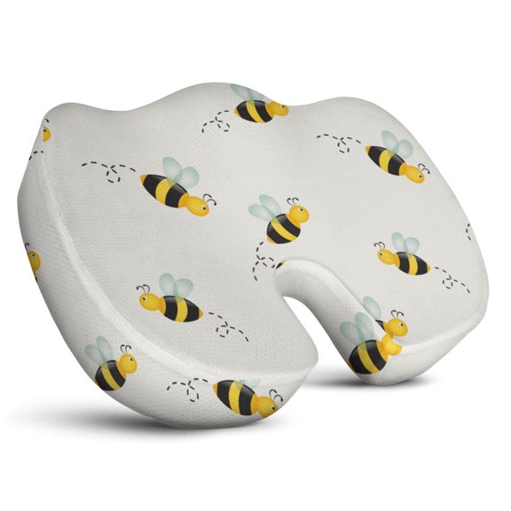 Premium Bee Pattern Memory Foam Seat Cushion Ergonomic Chair Pad for Office Chair, Car, Airplane & Bleachers Sciatica, Tailbone Hip & Back Pain Relief - Chair Cushion for Long Office Workers.