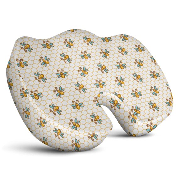 Premium Bee Pattern Memory Foam Seat Cushion Ergonomic Chair Pad for Office Chair, Car, Airplane & Bleachers Sciatica, Tailbone Hip & Back Pain Relief - Chair Cushion for Long Office Workers.
