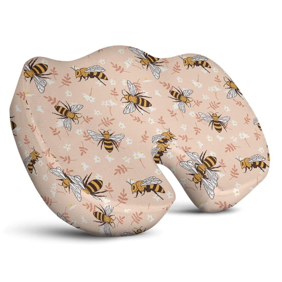 Premium Bee Pattern Memory Foam Seat Cushion Ergonomic Chair Pad for Office Chair, Car, Airplane & Bleachers Sciatica, Tailbone Hip & Back Pain Relief - Chair Cushion for Long Office Workers.