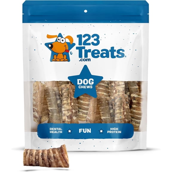 Premium Beef Trachea for Dogs 3 Inch 100% Natural Beef Dog Chews, Rich in Glucosamine and Chondroitin for Joint & Hip Mobility (25 Count)