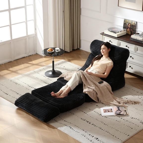 Premium Beige Bean Bag Chair for Adults with Armrest- Ultra Plush Memory Foam Lounge Sofa & Reading Nook Chair for Bedroom, Living Room & Dorm (Penguin, Darkgray)