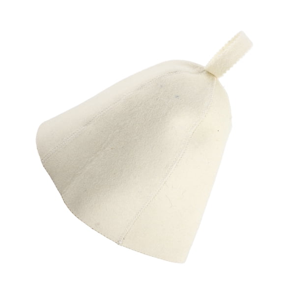 Premium Beige Wool Felt Sauna Hat for Russian Banya and Spa with Convenient Hang Loop (12.99 inches / 33 cm) - Highly Breathable Heat Protection Headwear Cap for Men and Women Bathing Steaming