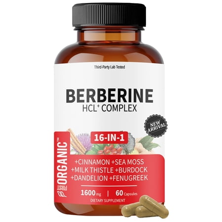 Premium Berberine Complex | Multi-Ingredient Botanical Blend with Cinnamon, Milk Thistle, NAC & Zinc | Daily Plant-Based Formula | Third-Party Lab Tested, , , , 60 Capsules