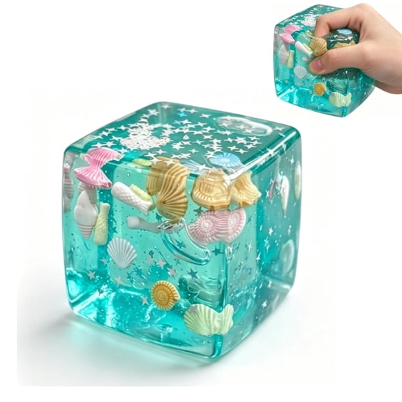 Premium Big Block Squeeze Cube - Sensory Fidget for Stress Relief, Focus & Play – Colorful, Durable, Gift-Ready（Blue）