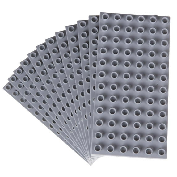 Premium Big Briks Light Gray Baseplate Set - 12 Pack - Compatible with All Major Brands - Large Pegs