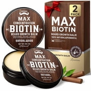 Beard Softener Balm for Men 2-Pack   Stops Beard Itch, Tames Frizz & Coarse Beard, Biotin Conditioner Natural & Sandalwood, Grooming Set