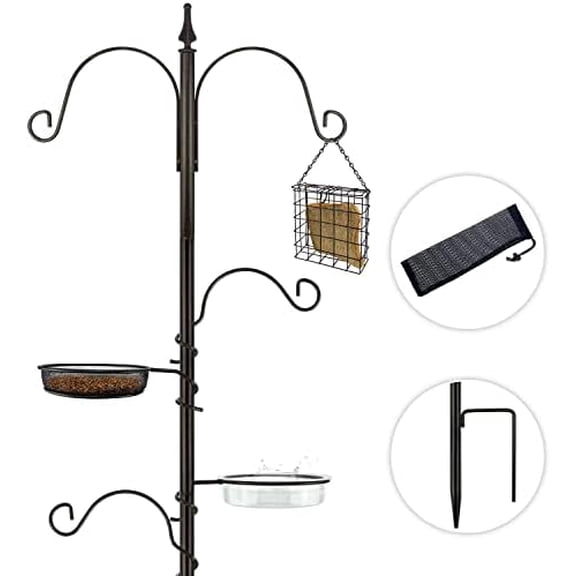 Premium Bird Feeding Station Kit - Multi Feeder Hanging Set with Suet Cage, Bird Bath & Finch Sock Attractors