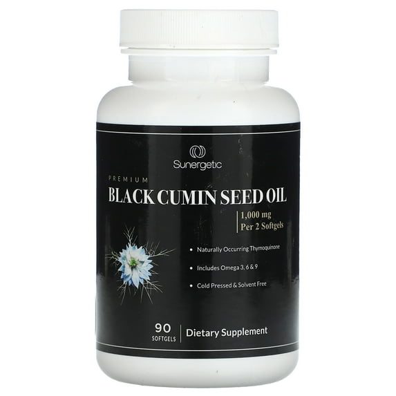 Premium Black Cumin Seed Oil, 500 mg , 90 Softgels, Sunergetic