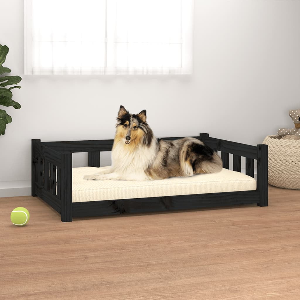Premium Black Dog Bed - 37.6x25.8x11 Solid Pine Wood, Orthopedic ...
