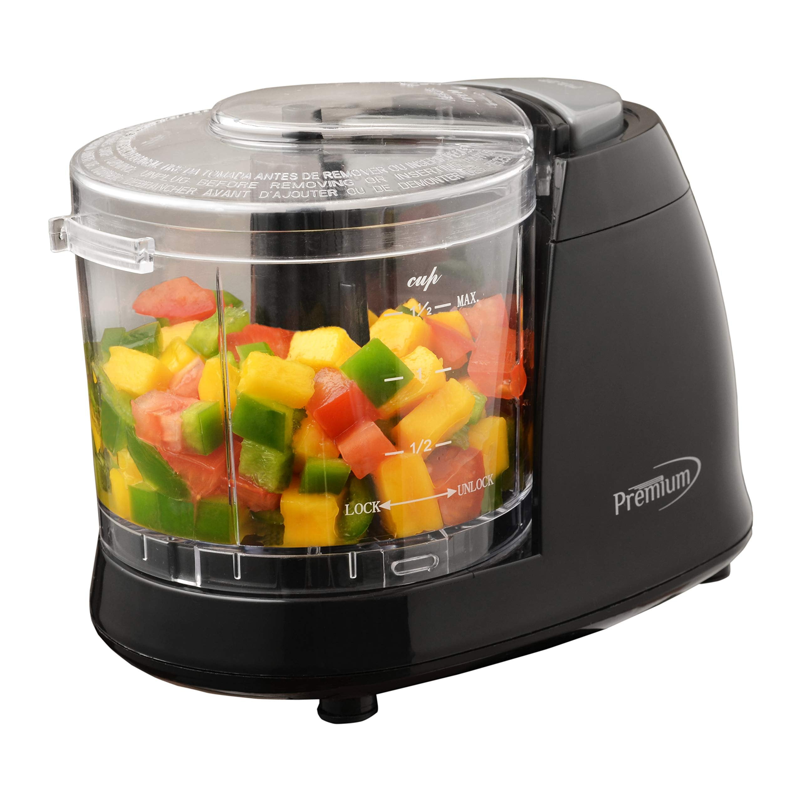 Premium Black Electric Mini Food Chopper 1.5 Cups Stainless