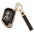 thumbnail image 1 of Premium Black and Gold Protective Key Fob Case with Soft TPU Shell and Leather Strap Compatible with Jeep Wrangler JL JLU Rubicon Gladiator JT Sahara Flip Remote Key Cover, 1 of 6