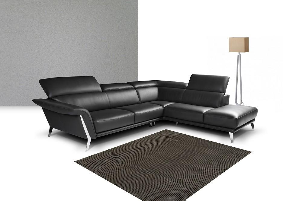 Premium Black Leather Sectional Sofa Modern by Nicoletti J&M Heni Contemporary - image 1 of 2