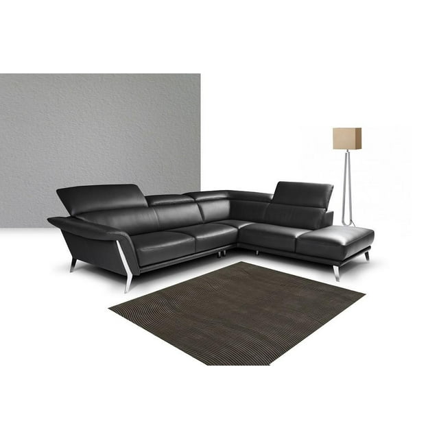Premium Black Leather Sectional Sofa Modern by Nicoletti J&M Heni Contemporary