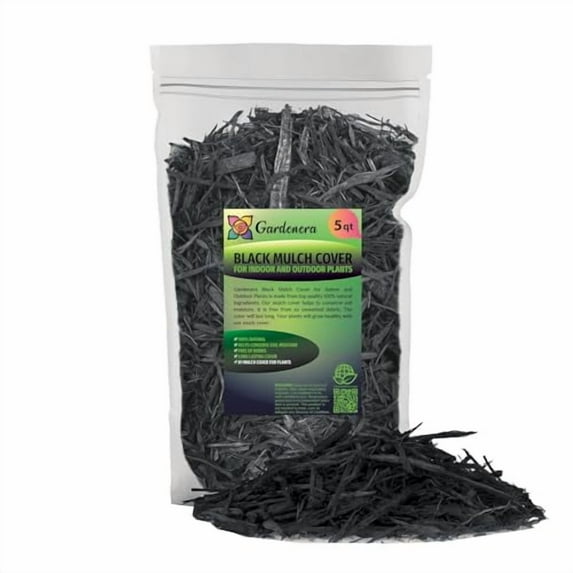 G3C3257LPremium Black Mulch by Gardenera - Beautify Your Garden and Support Plant Health - 5 QUARTS