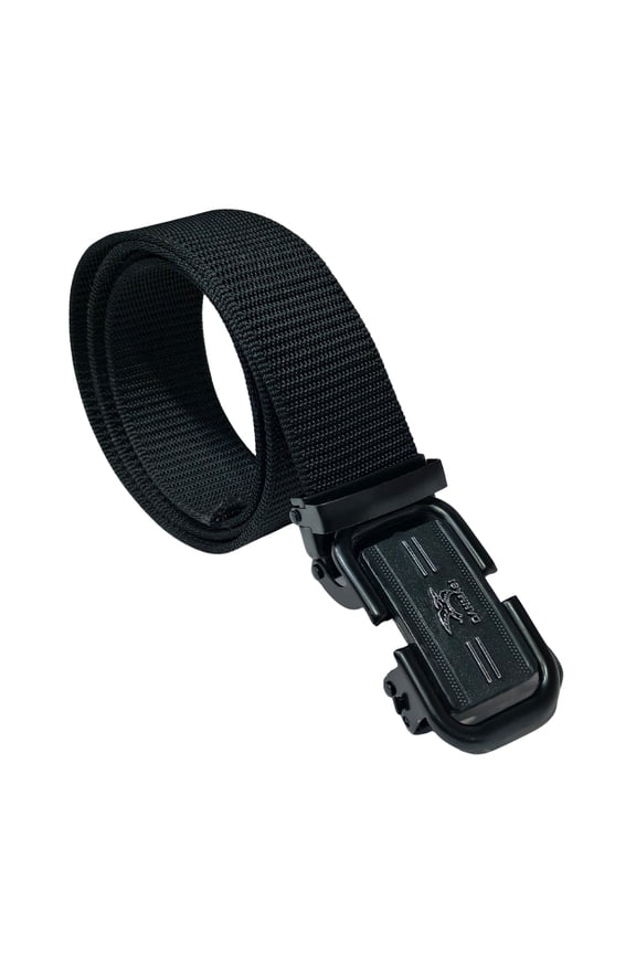 Premium Black Nylon Webbing Belt with Fast-Open Metal Lock | Long-Lasting, Smooth-Fit and Easy-Adjust Strap for Work, Travel and Everyday Use