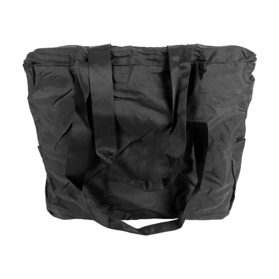 Premium Black Nylon Zippered Shopping Tote, Reusable with Reinforced Handles, Unisex, Snap Closure - Closeout Services Corp.