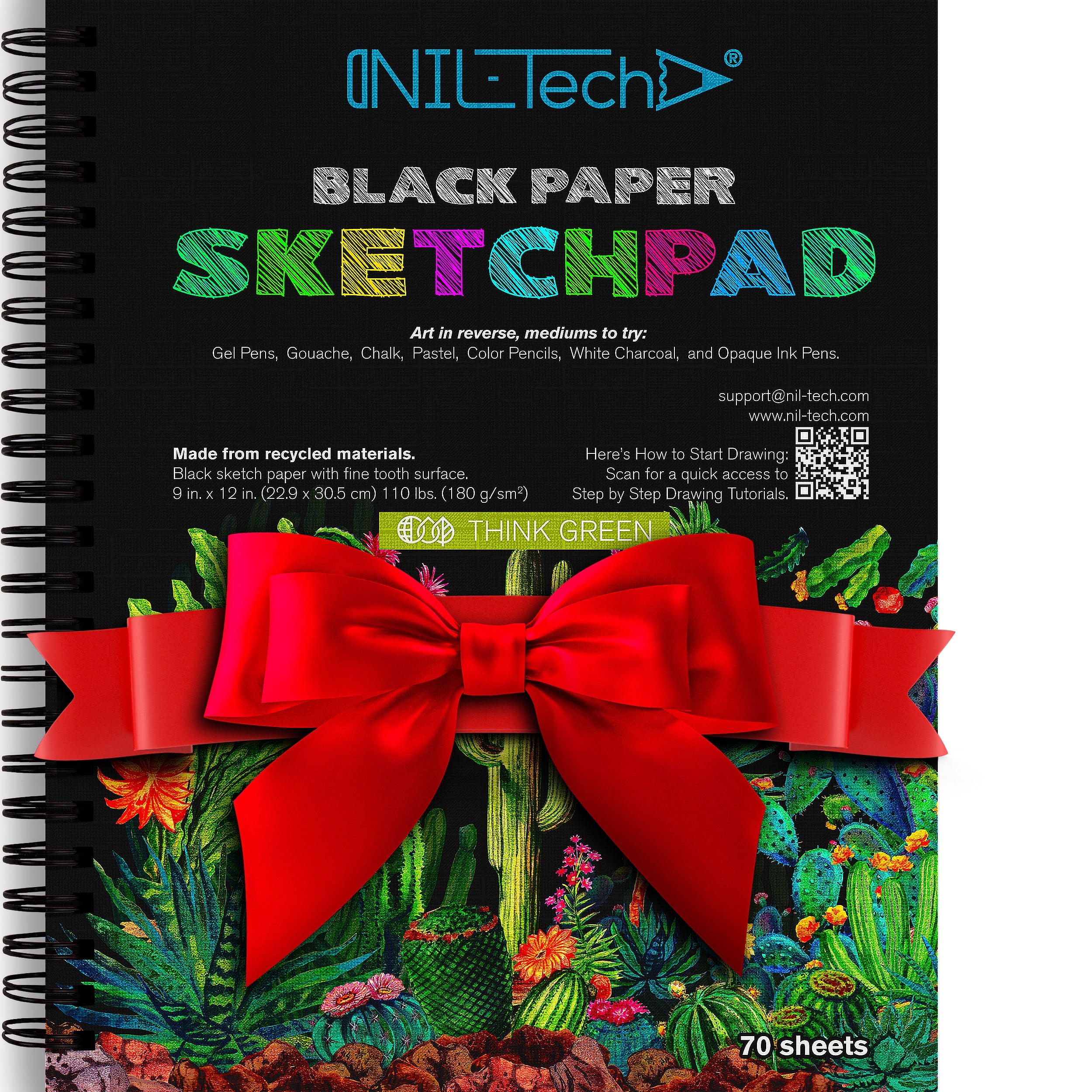 Pasler 9X12 Black Sketch Pad,2 Pack 100 Sheets (92lb./150gsm