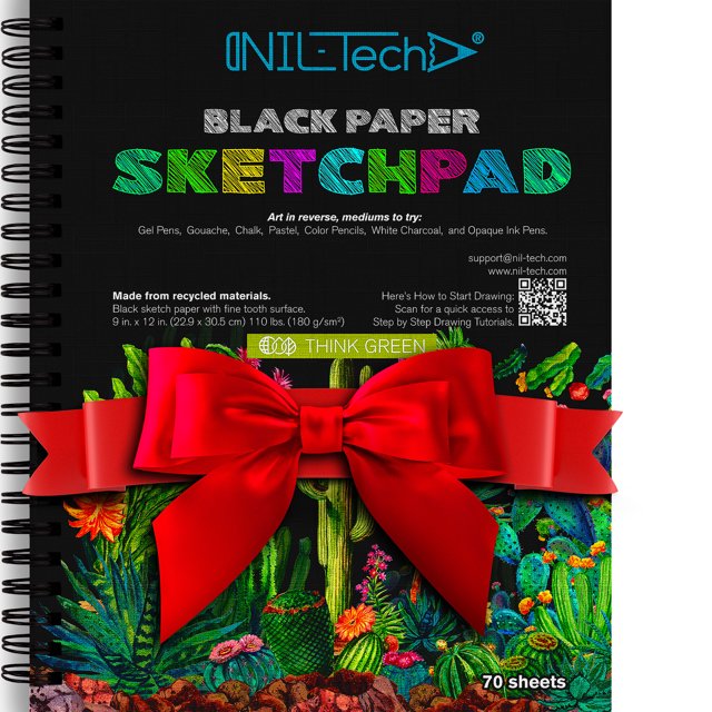 Premium Black Paper Sketchbook Sketch pads 70 Sheets, 9 x 12 inches
