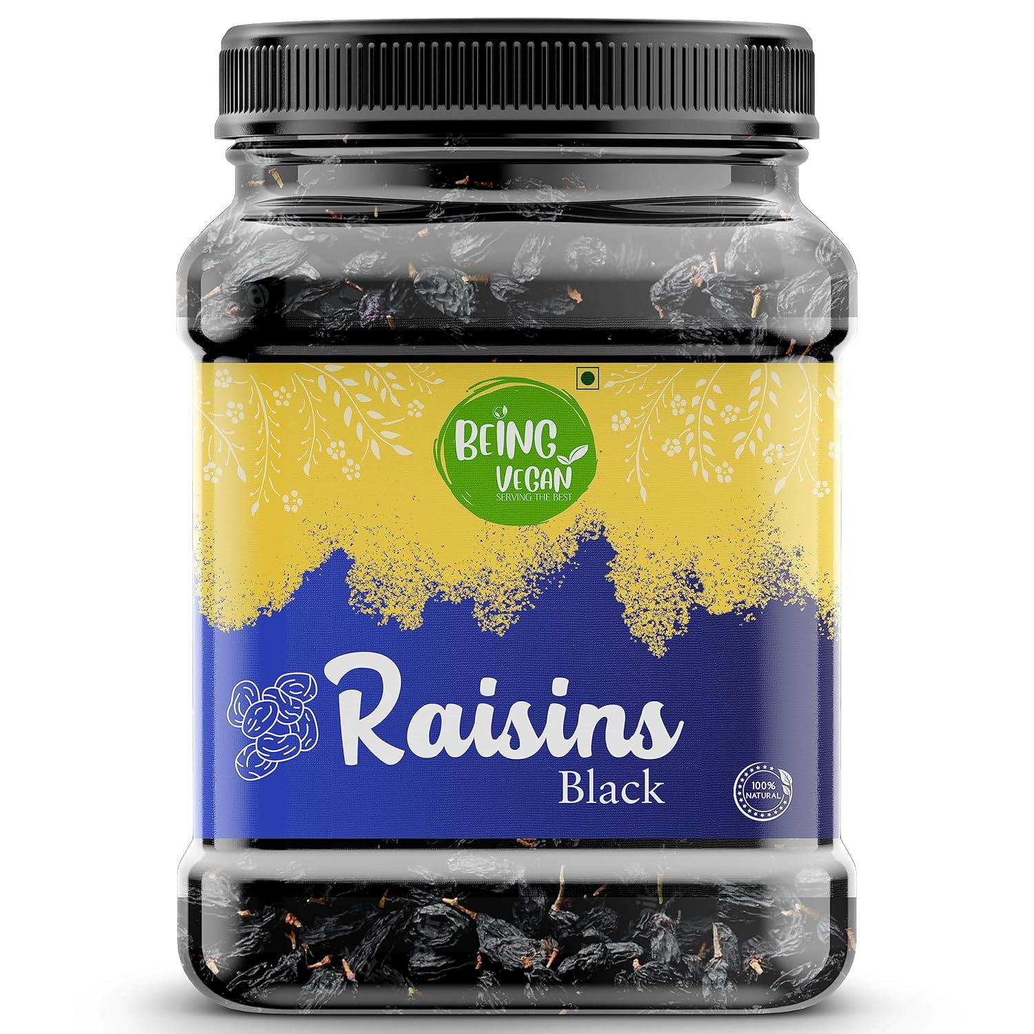 Premium Black Raisin By Being Vegan 500gm, Rich In Protein Fiber Good