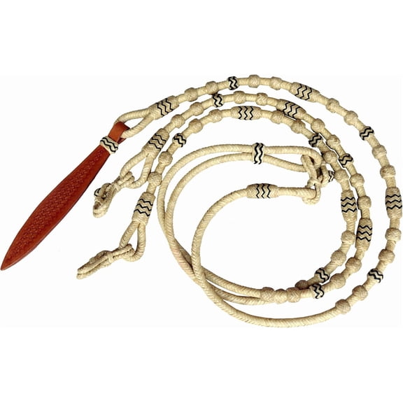 Premium Black Rawhide Romal Reins Hand-Braided Leather with Knot Detailing for Horse Tack & Riding