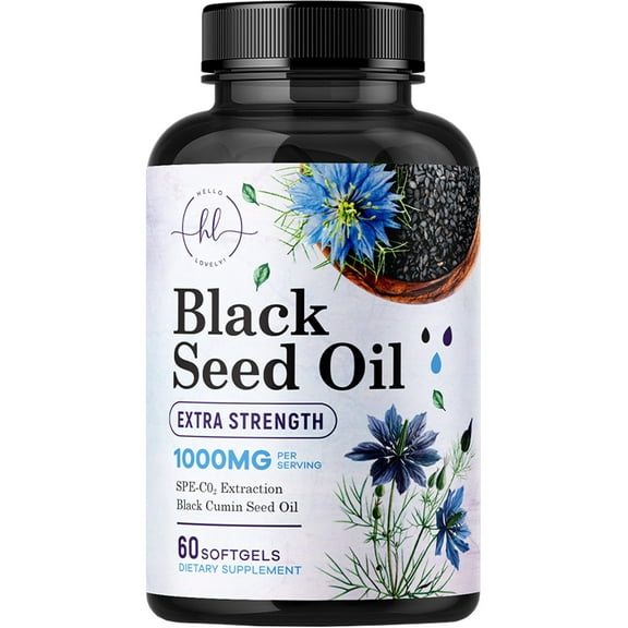 Black Seed Oil Softgels 1000mg - Premium Nigella Sativa Blackseed, Pure Natural Black Cumin Seed Oil & Antioxidant for Skin & Immune Support - Non GMO, Bottled in USA Supplement - 60 Softgels