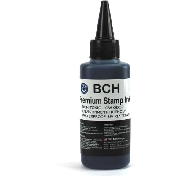 Premium Black Stamp Ink Refill | Quick-Dry Permanent & Waterproof Ink Formula for Self Inking Rubber Stamps, Stamp Pads, Notary Supplies, Stamp Ink | 2.5 oz Bottle Office & Business Use