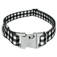 thumbnail image 1 of Country Brook Petz® Premium Black & White Buffalo Plaid Dog Collar, Medium, 1 of 7
