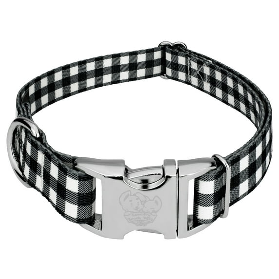 Country Brook Petz® Premium Black & White Buffalo Plaid Dog Collar, Medium