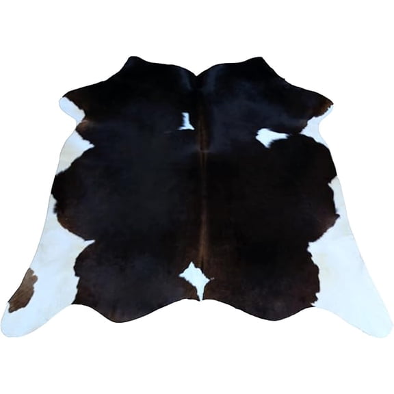 Premium Black White Cowhide Rug, Genuine Hair-on Animal Hide Leather, Ideal Décor Accent for Living Room or Bedroom, Adds Modern Style