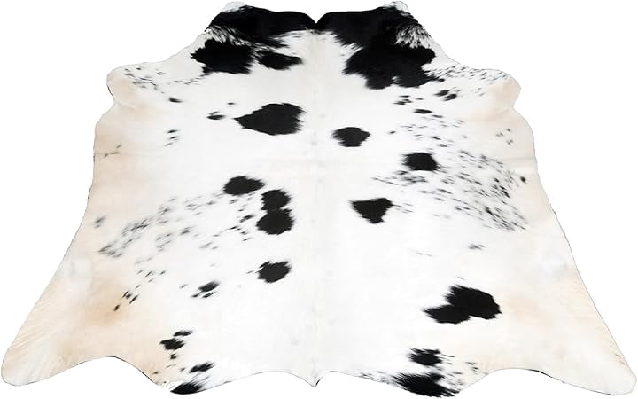 Real Hide Rug Premium Black White Cowhide Rug, Real Animal Hide Leather, Hair-on ...
