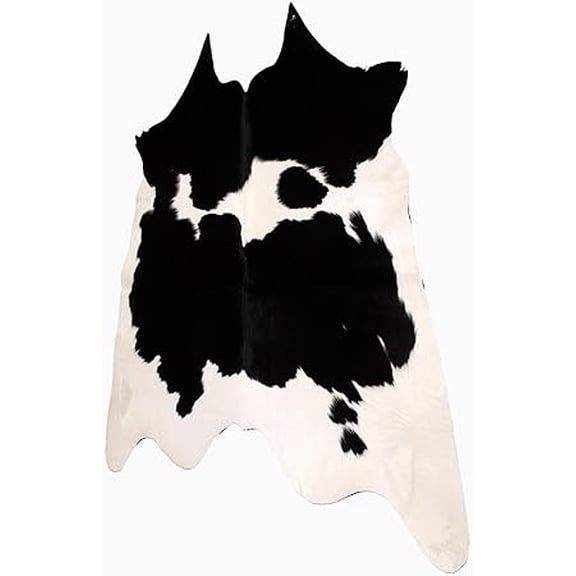 Premium Black White Cowhide Rug, Real Leather Animal Hide with Hair-on Finish, Unique Home Décor Accent for Modern or Rustic Spaces