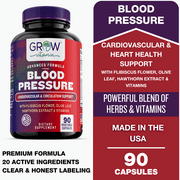 Grow Vitamin Blood Pressure Supplement for Cardiovascular Circulation and Endurance - 90 Capsules