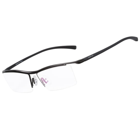 Premium Blue Light Blocking Reading Glasses, Pure Titanium Business Glasses with TR90 Temples Half Rimless Readers with Case
