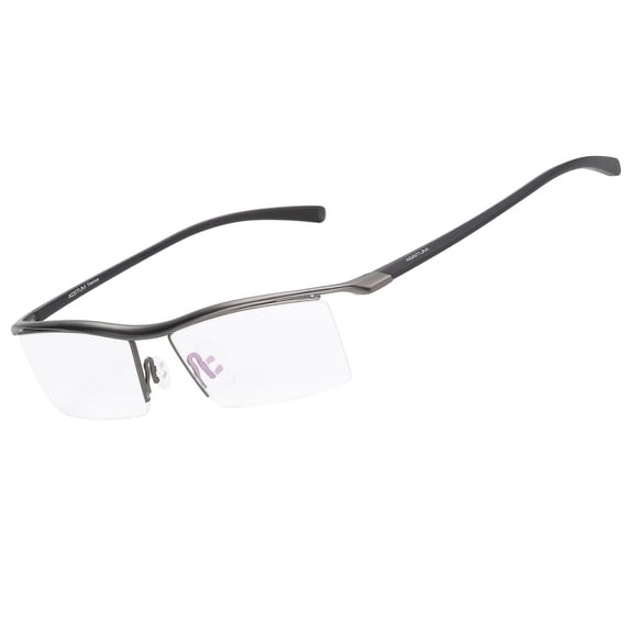 Premium Blue Light Blocking Reading Glasses, Pure Titanium Business Glasses with TR90 Temples Half Rimless Readers with Case