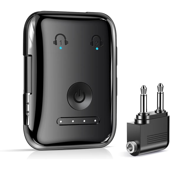 Premium Bluetooth 5.4 Transmitter, Airplane Wireless Adapter, Supports 2 /Headphones, Transmitter for TV, Airplane, Gym, with aptX Adaptive & Low Latency