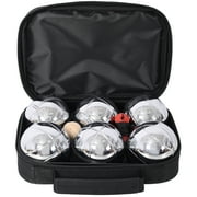Premium Bocce Ball Set with Steel Balls - Complete Outdoor Lawn Games for Adults & Family 6 Metal Balls + Measuring Rope + Wooden Jack Beach Backyard Party Essentials