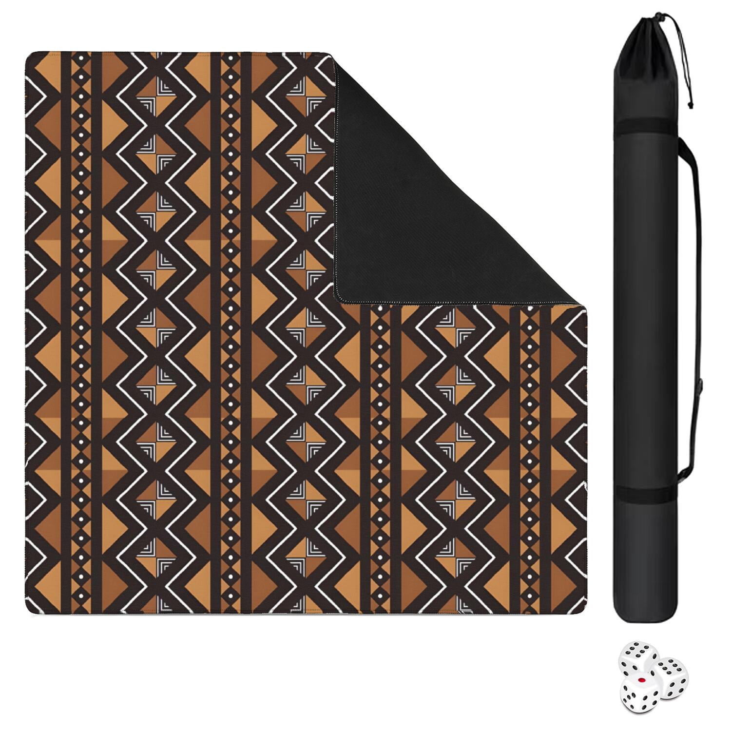 Premium Boho Design Non-Slip Mahjong Mat 31.5 Inch Square Rubber Playing Surface with Noise Dampening for Game Tables and Multi-Purpose Game Nights
