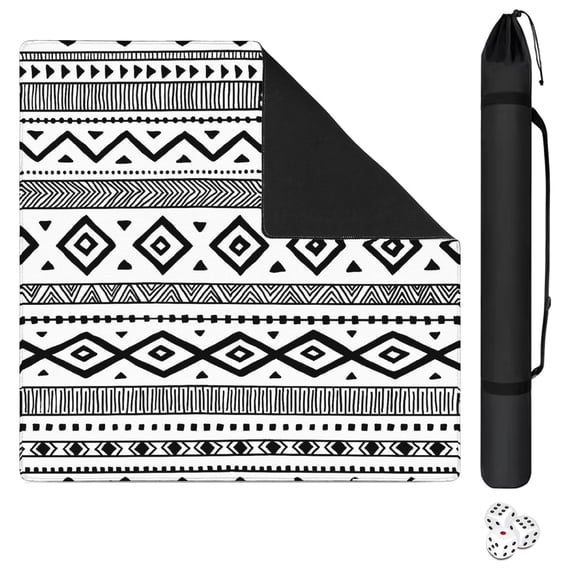 Premium Boho Design Non-Slip Playing Mat for Game Nights 31.5x31.5 Inch Rubber Mahjong Surface with Quiet Features for Card Games and Board Games