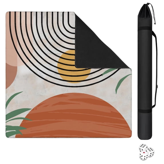 Premium Boho Design Non-Slip Playing Mat for Game Nights 31.5x31.5 Inch Rubber Mahjong Surface with Quiet Features for Card Games and Board Games