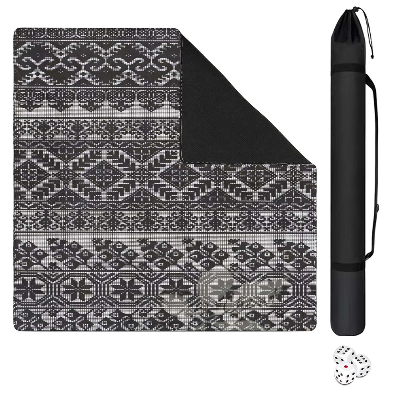 Premium Boho Mahjong Mat 31.5 Inches, Professional Rubber Game Table Pad Non-Slip and Noise Reducing, Large Mat for Card Games Tile Games and Board Games