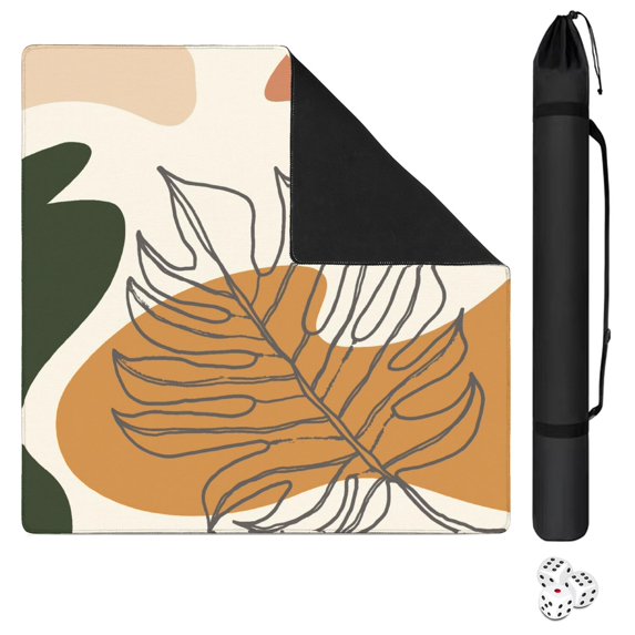 Premium Boho Pattern Anti-Slip Rubber Pad for Game Tables 31.5 Inch Square Mahjong Mat with Quiet Surface for Tile Play Cards and Multi-Functional Use